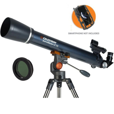 Celestron AstroMaster LT 70AZ Telescope with SmartPhone Adapter and Moon Filter