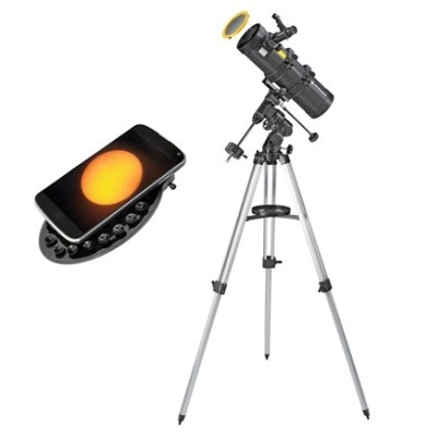 Bresser Telescope Spica 130/1000 EQ3 - Reflector with Smartphone Adapter and Solar Filter