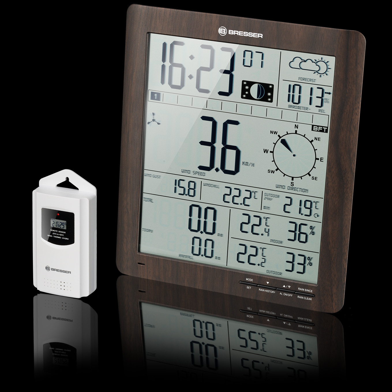 Bresser ClimaTemp XXL Weather Center with Display in wooden Design